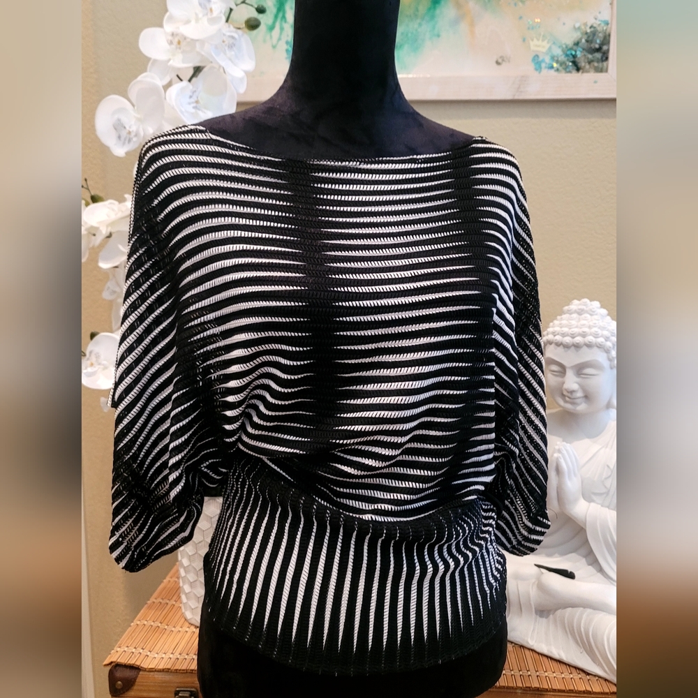 "Freeway" Striped Sheer Top, M - Really Good Shape!